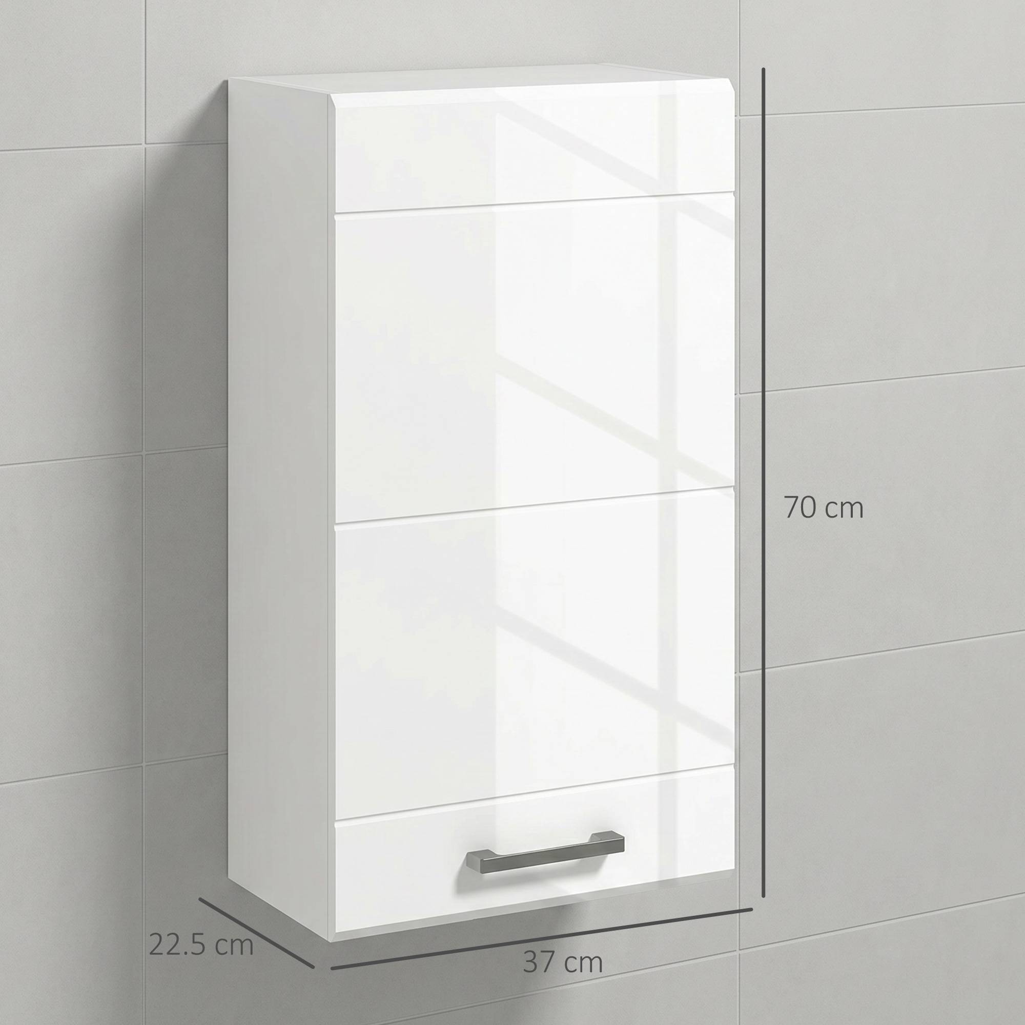 Sans Marque - Meuble salle bain mural MDF 3 étagères étagère supérieure réglable 37x22,5x70 cm blanc - Image 5
