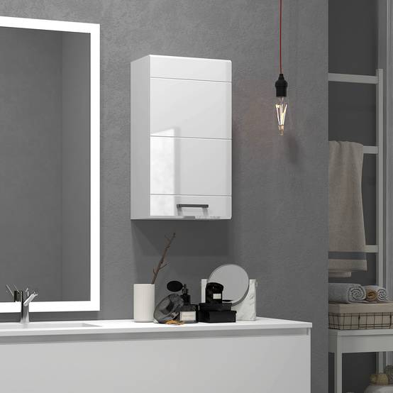 Sans Marque - Meuble salle bain mural MDF 3 étagères étagère supérieure réglable 37x22,5x70 cm blanc - Image 4