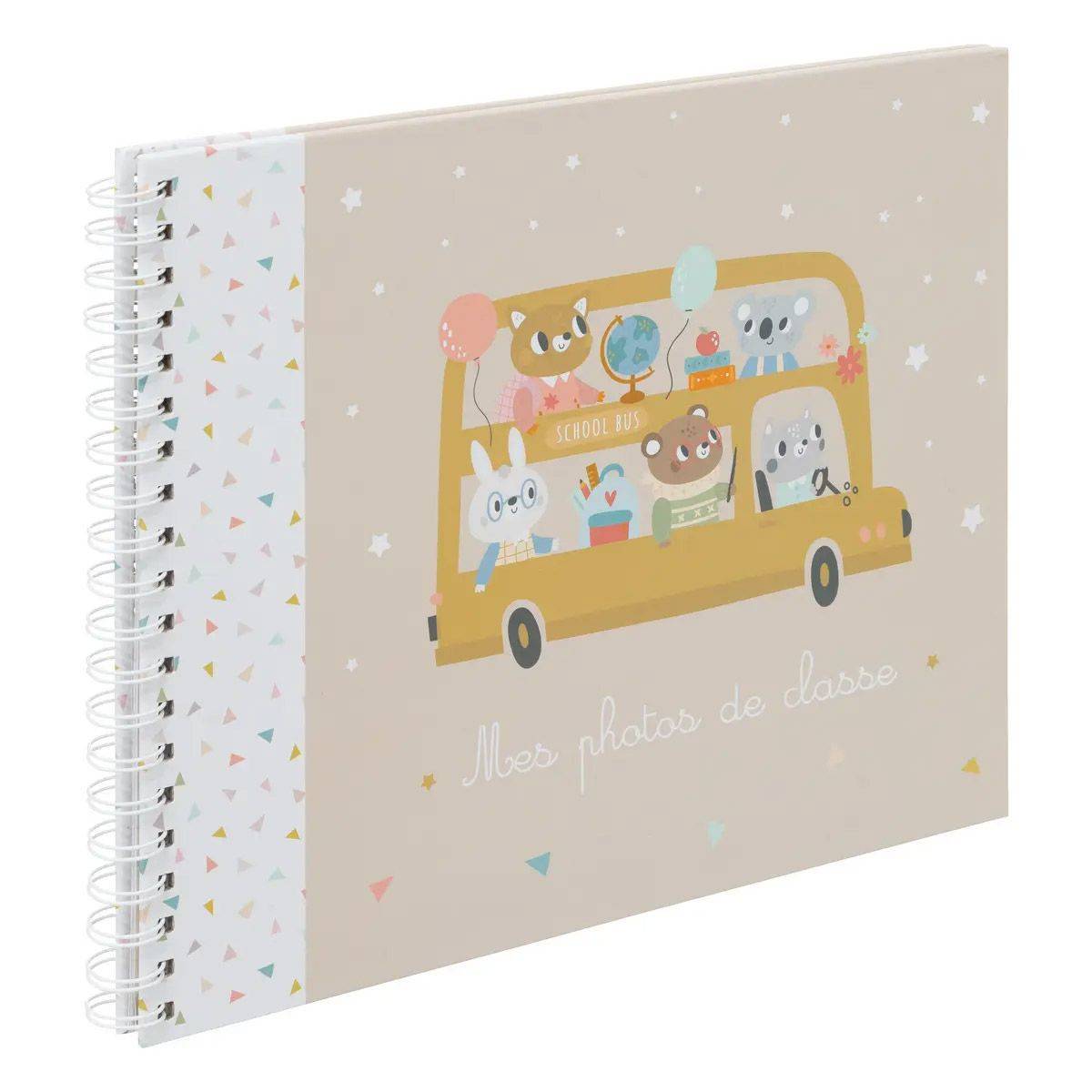 Album 12 Photos de Classe "School Bus" 32cm Beige