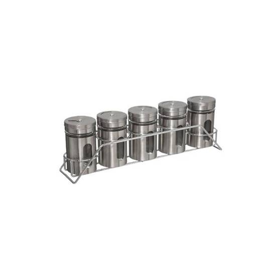 Lot de 5 Pots à Épices "Rack" 28cm Argent - Image 1