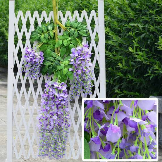 Lot de 12 Rotins de Glycine et Violet Artificiels Violet - Décoration Plafond Mariage Élégante - Lytech - Image 4