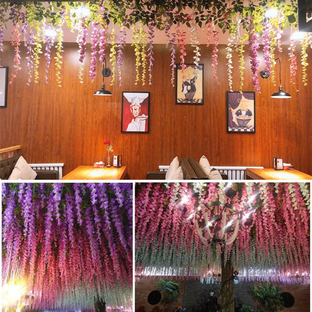 Lot de 12 Rotins de Glycine et Violet Artificiels Violet - Décoration Plafond Mariage Élégante - Lytech - Image 5