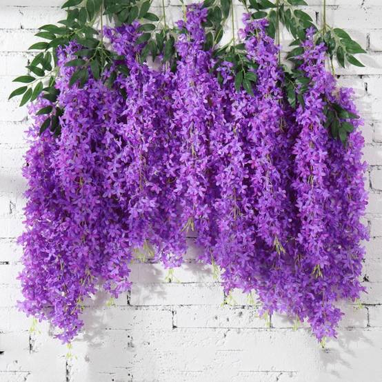 Lot de 12 Rotins de Glycine et Violet Artificiels Violet - Décoration Plafond Mariage Élégante - Lytech - Image 1