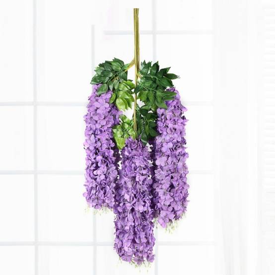 Lot de 12 Rotins de Glycine et Violet Artificiels Violet - Décoration Plafond Mariage Élégante - Lytech - Image 3