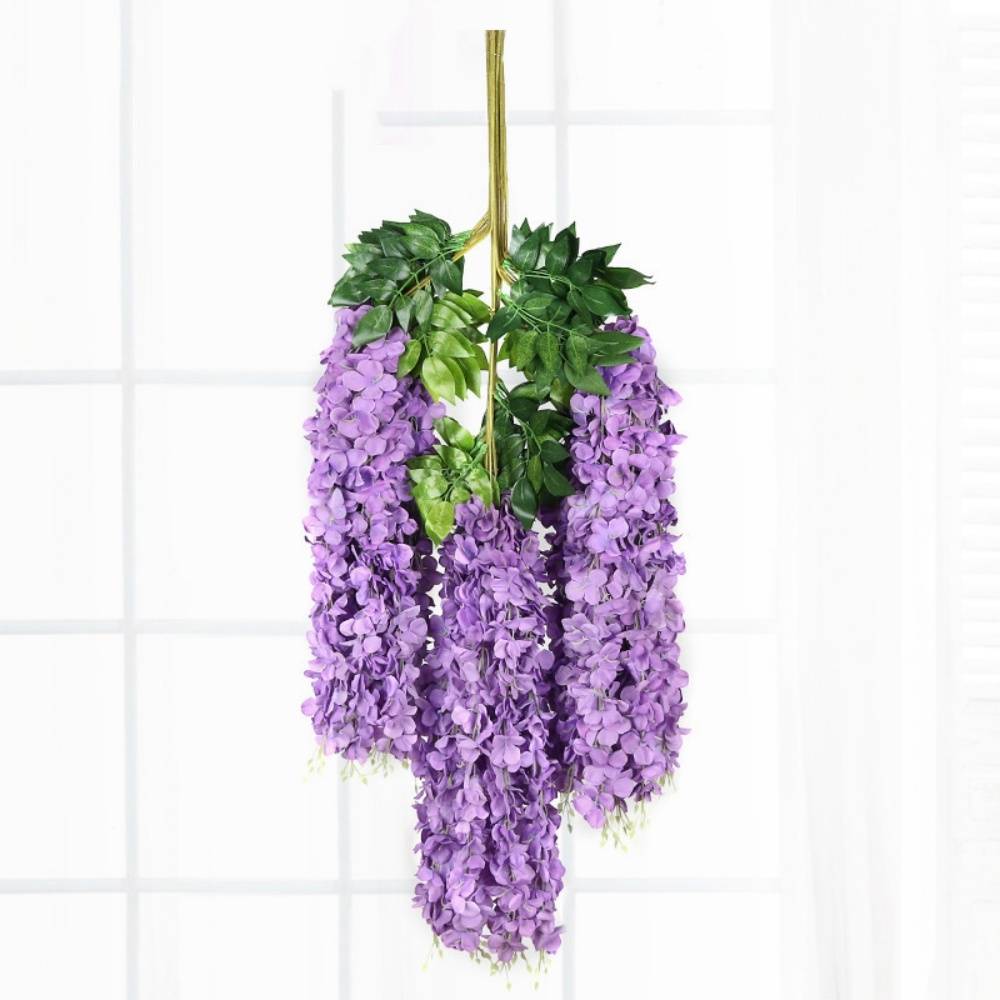 Lot de 12 Rotins de Glycine et Violet Artificiels Violet - Décoration Plafond Mariage Élégante - Lytech - Image 3