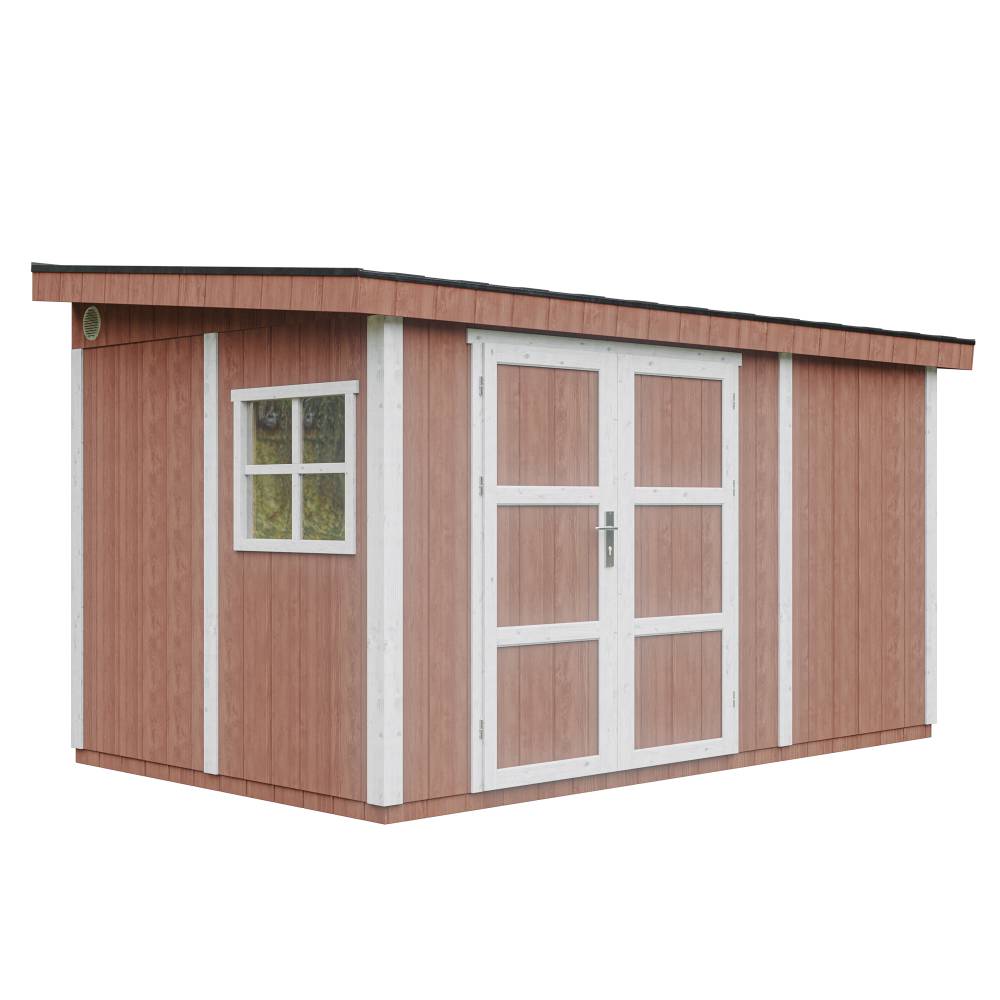 Timbela - Abri de Jardin Qualité Premium 8,68 m² / H231x248x412 cm avec plancher e paroi latérale - Timbela M939-REDWOOD RED - Image 1