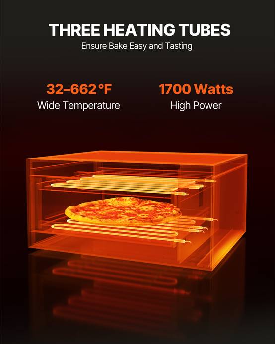 VEVOR Four à pizza électrique 40,6 cm, inox, 350 °C. Pierre incluse. Pour cuisine, restaurant. - Image 3