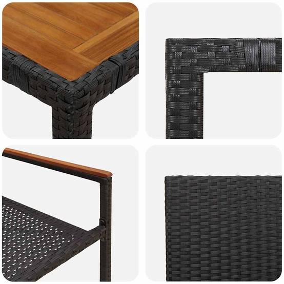 Ensemble de salle à manger pour jardin 3 pcs Noir polyrotin 90 x 90 x 75 cm, Poids :25kg - PANGIVO - Image 9