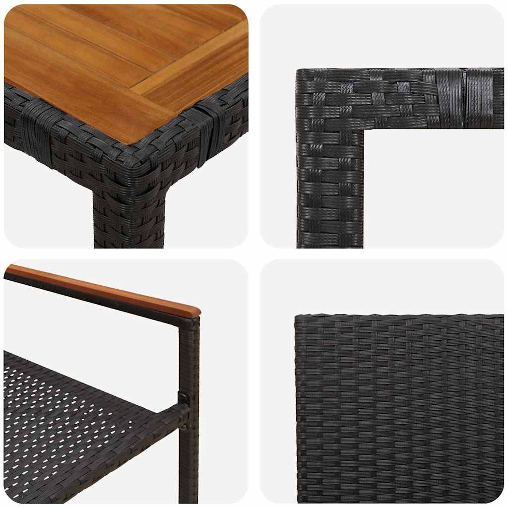 Ensemble de salle à manger pour jardin 3 pcs Noir polyrotin 90 x 90 x 75 cm, Poids :25kg - PANGIVO - Image 9