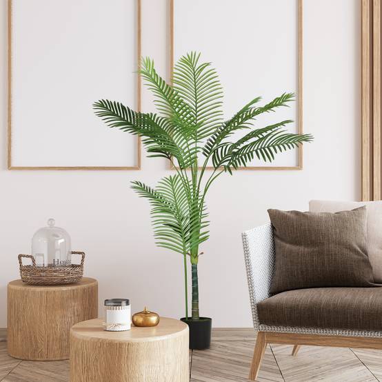 Palmier Areca artificiel plastique véranda ambiance vacance 150 cm vert - ComfortXL Outdoor Living - Image 4