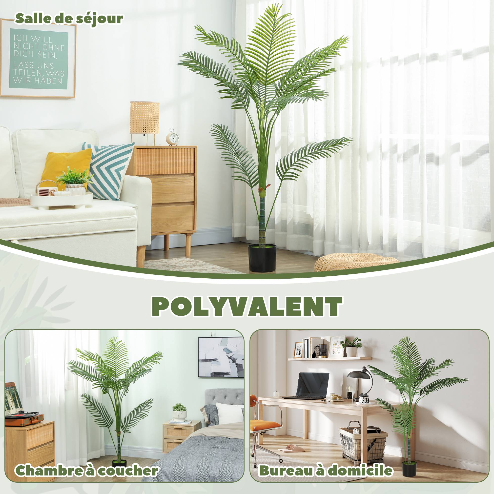 Palmier Areca artificiel plastique véranda ambiance vacance 150 cm vert - ComfortXL Outdoor Living - Image 7