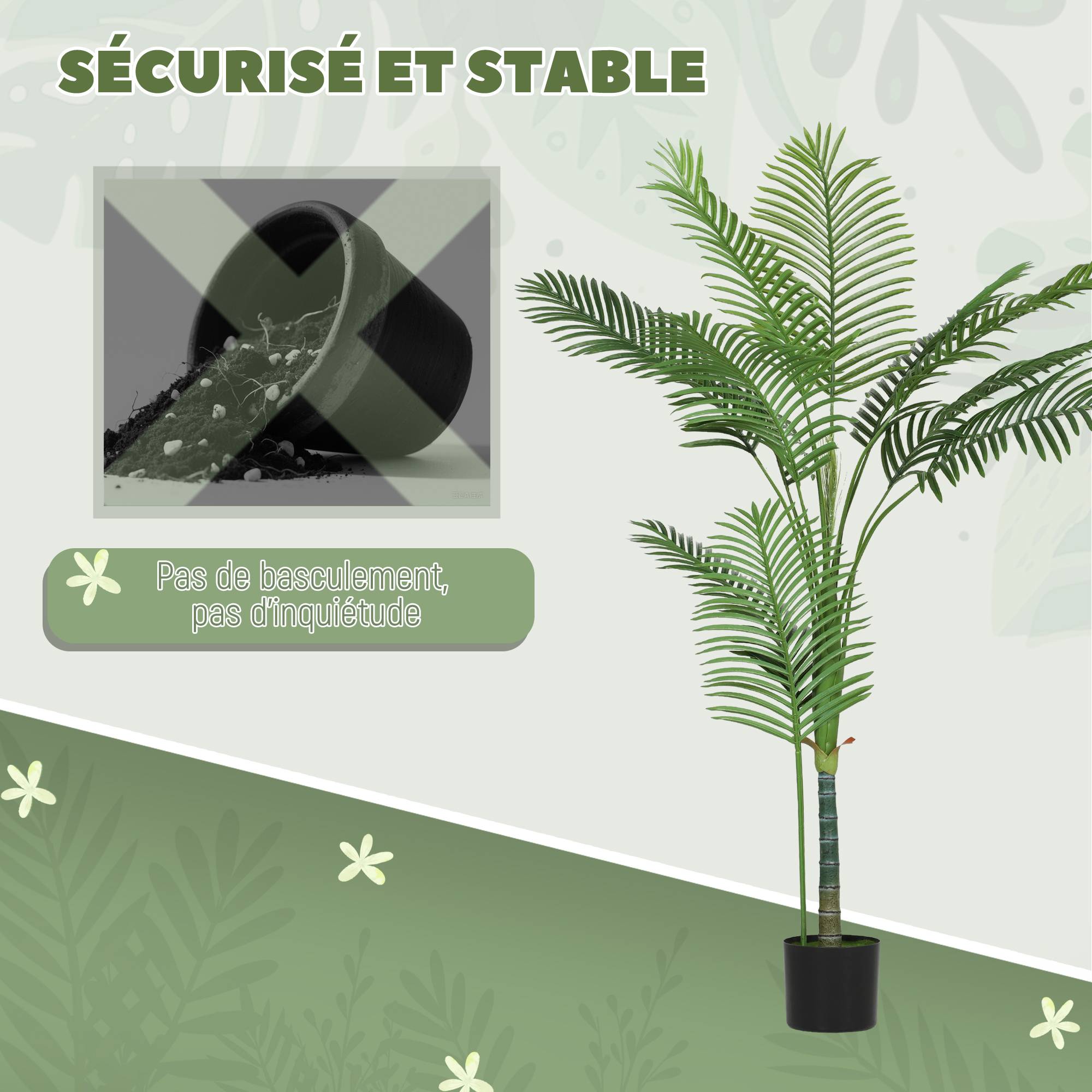 Palmier Areca artificiel plastique véranda ambiance vacance 150 cm vert - ComfortXL Outdoor Living - Image 9