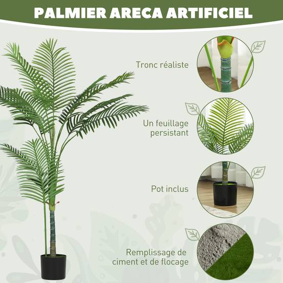 Palmier Areca artificiel plastique véranda ambiance vacance 150 cm vert - ComfortXL Outdoor Living - Image 6