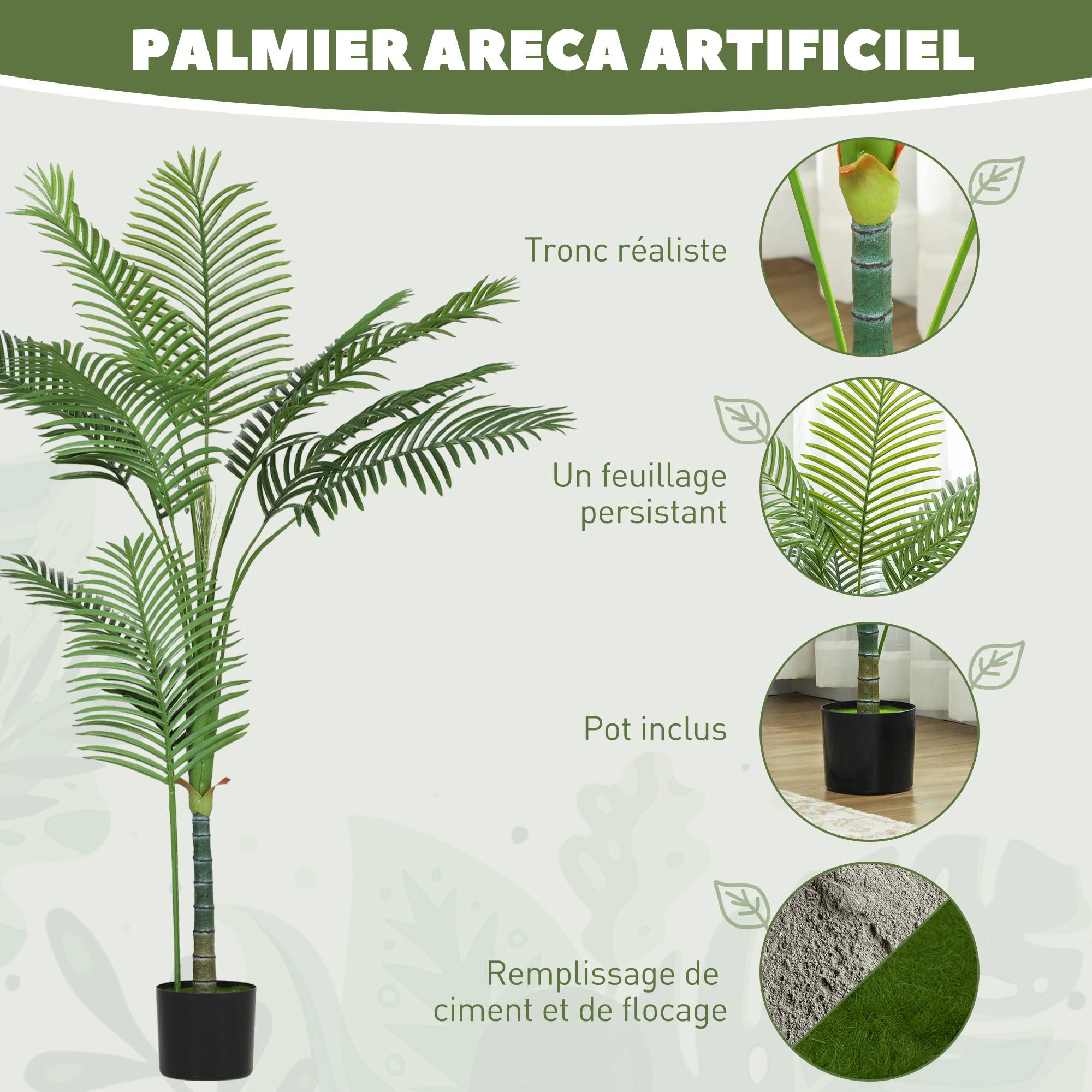 Palmier Areca artificiel plastique véranda ambiance vacance 150 cm vert - ComfortXL Outdoor Living - Image 6