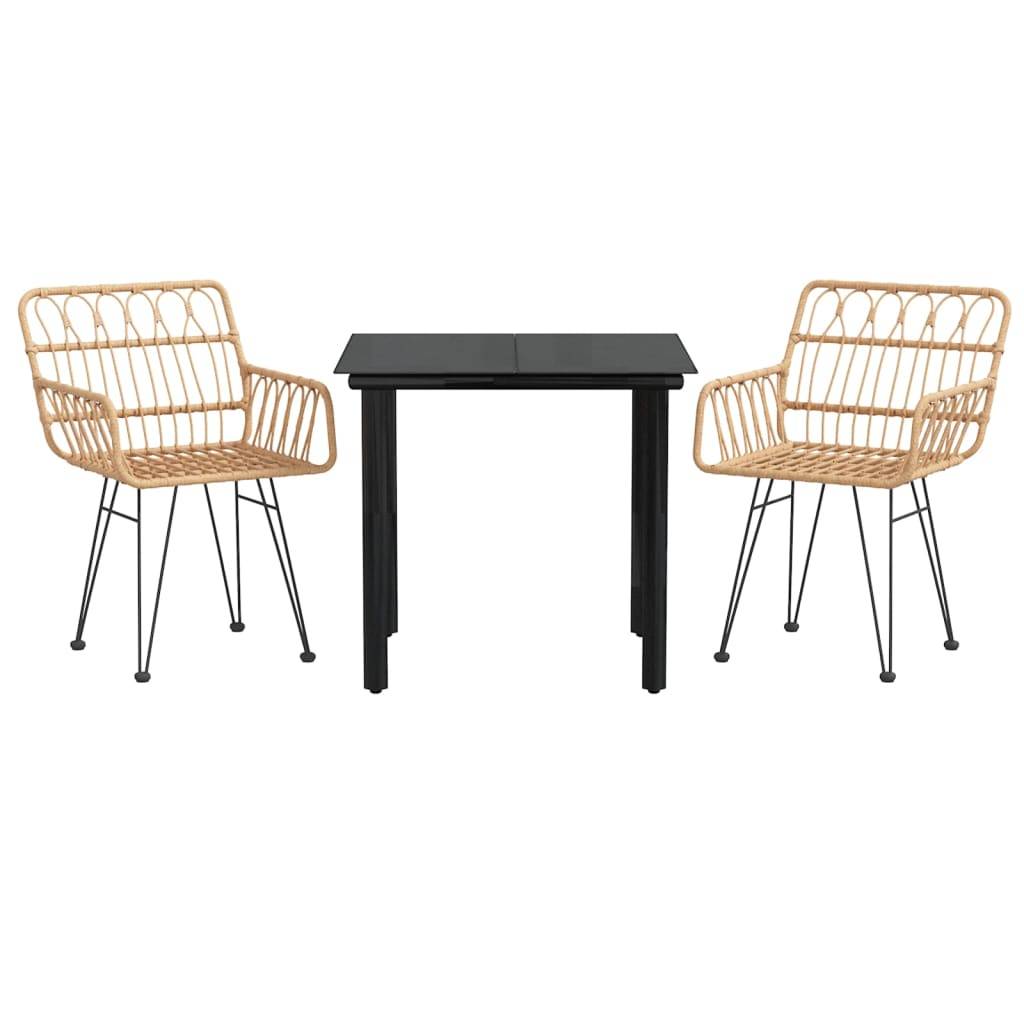 ComfortXL - Mobilier de Jardin pour 2 Personnes, Table Carrée et Fauteuils Confortables en Résine Tressée Marron – ComfortXL Outdoor Living - Image 3