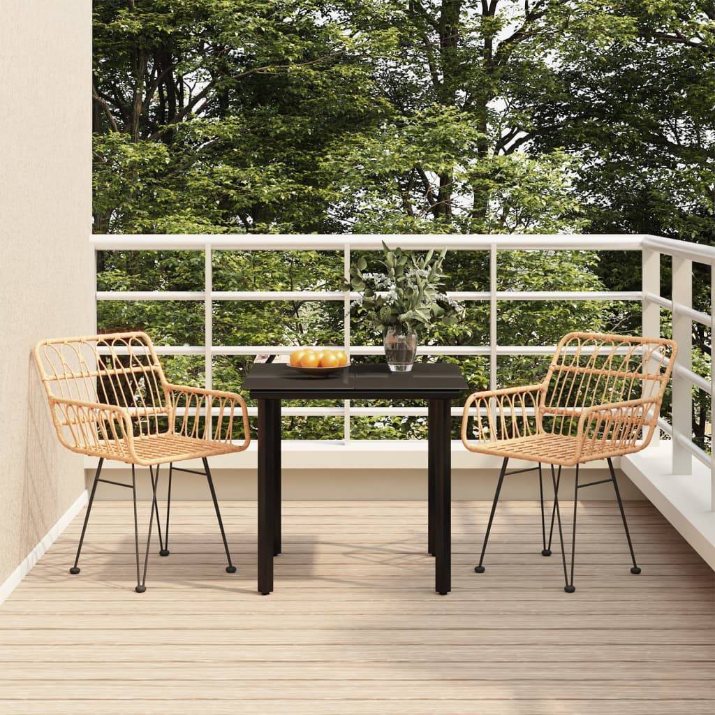 ComfortXL - Mobilier de Jardin pour 2 Personnes, Table Carrée et Fauteuils Confortables en Résine Tressée Marron – ComfortXL Outdoor Living - Image 1