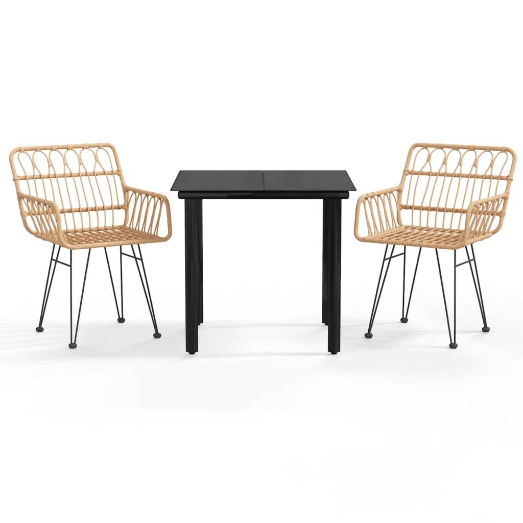 ComfortXL - Mobilier de Jardin pour 2 Personnes, Table Carrée et Fauteuils Confortables en Résine Tressée Marron – ComfortXL Outdoor Living - Image 2