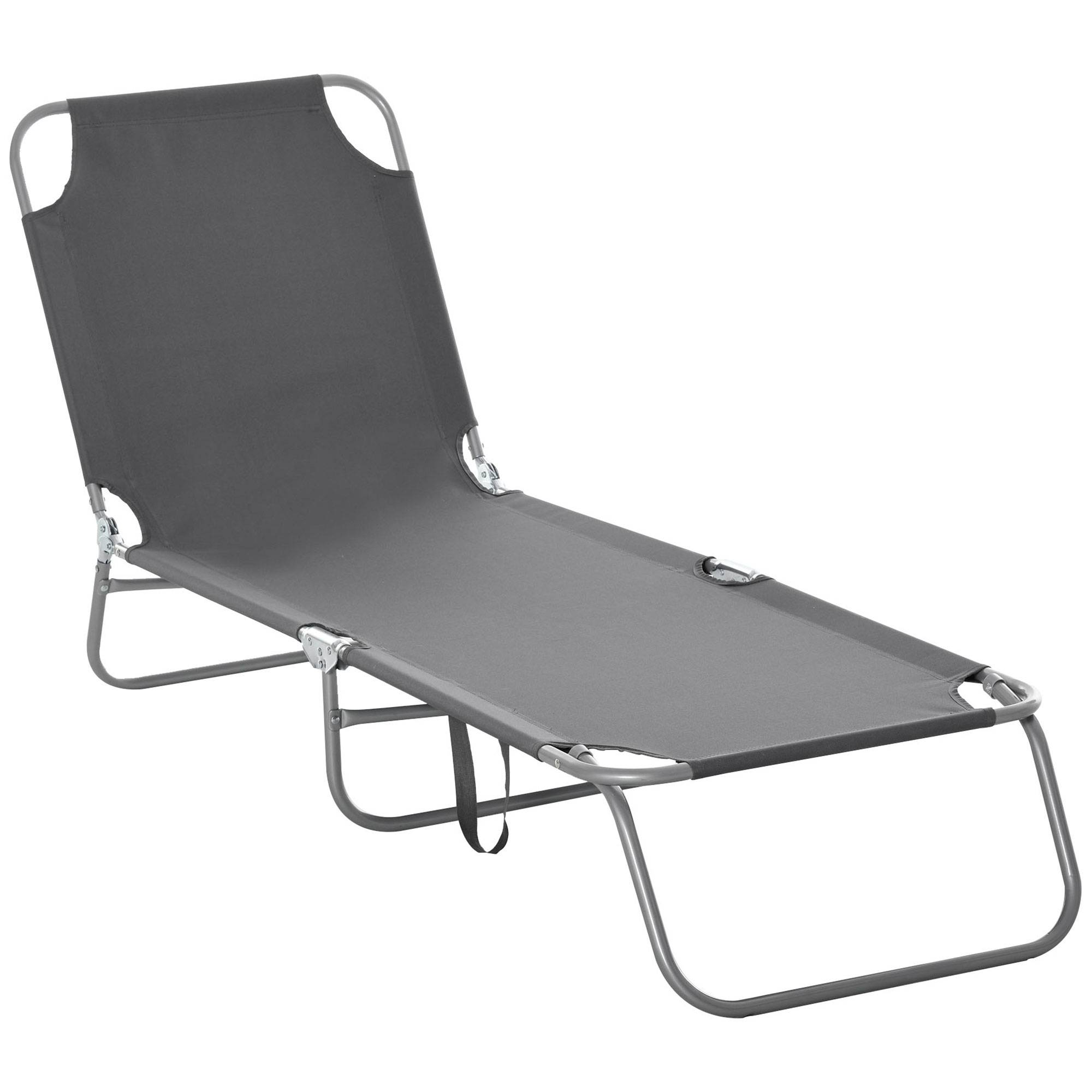 Bain de Soleil transat Pliable Dossier réglable Multipositions métal et Polyester Gris fr119 - Image 1