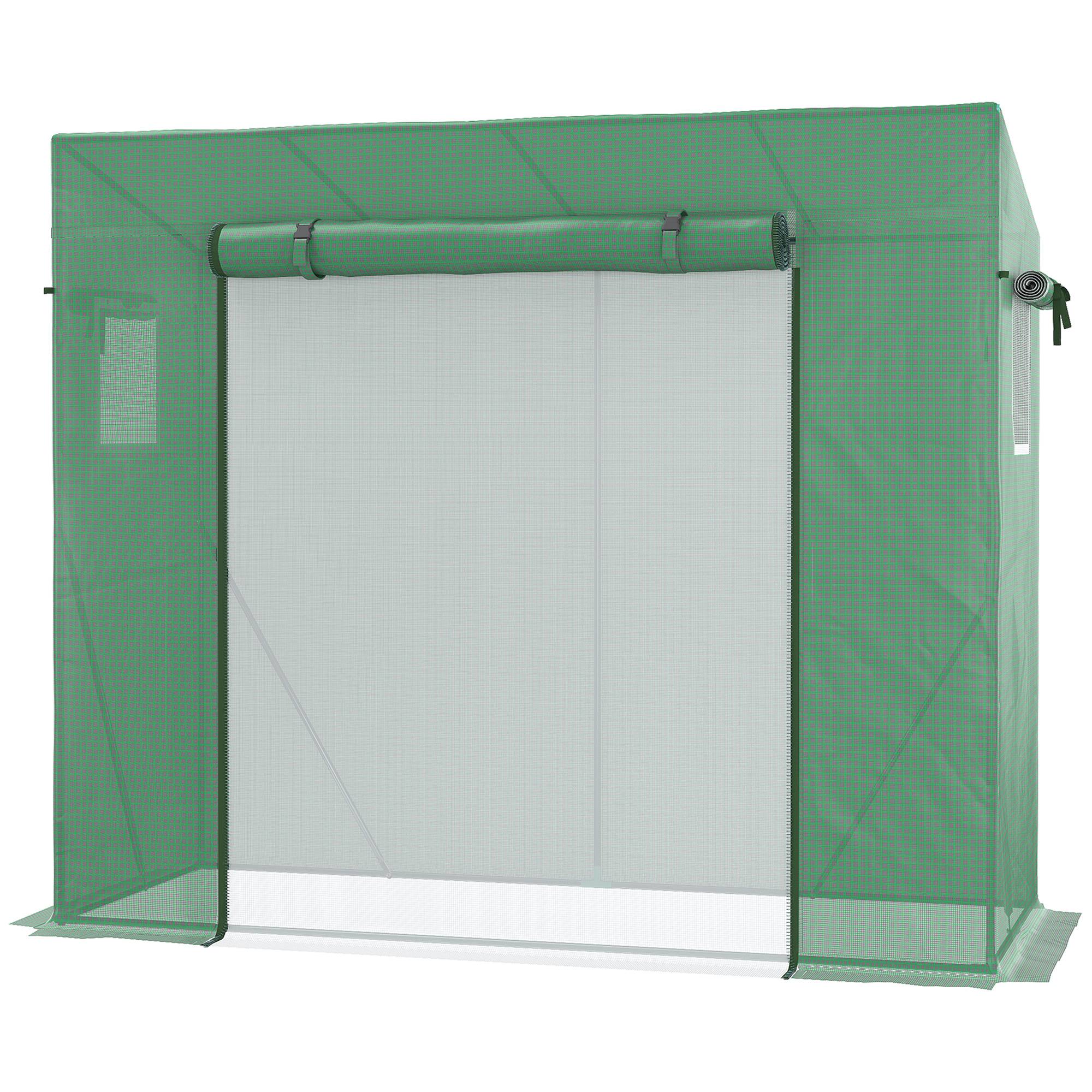 Sans Marque - Serre jardin UV 200x77x169 cm acier PE 2 fenêtres moustiquaires barres renfort serre potager verte - Image 2