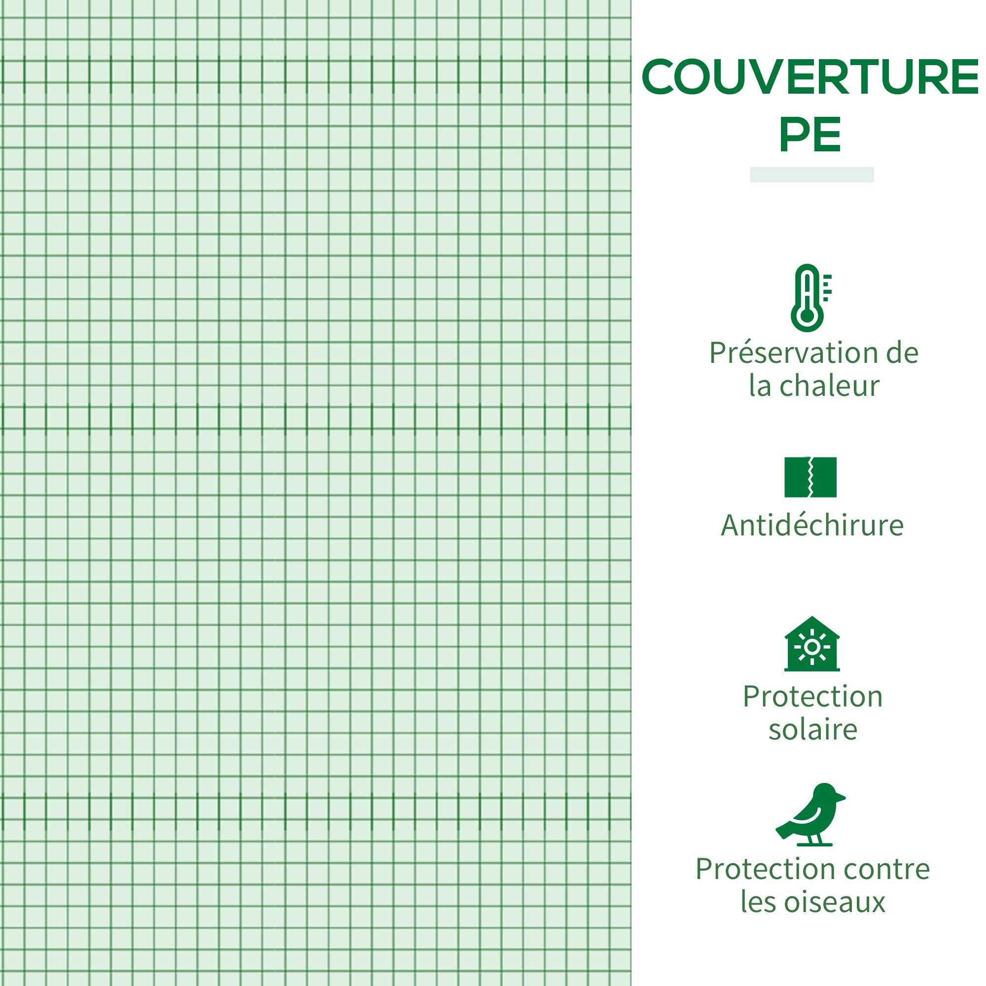Sans Marque - Serre jardin UV 200x77x169 cm acier PE 2 fenêtres moustiquaires barres renfort serre potager verte - Image 6