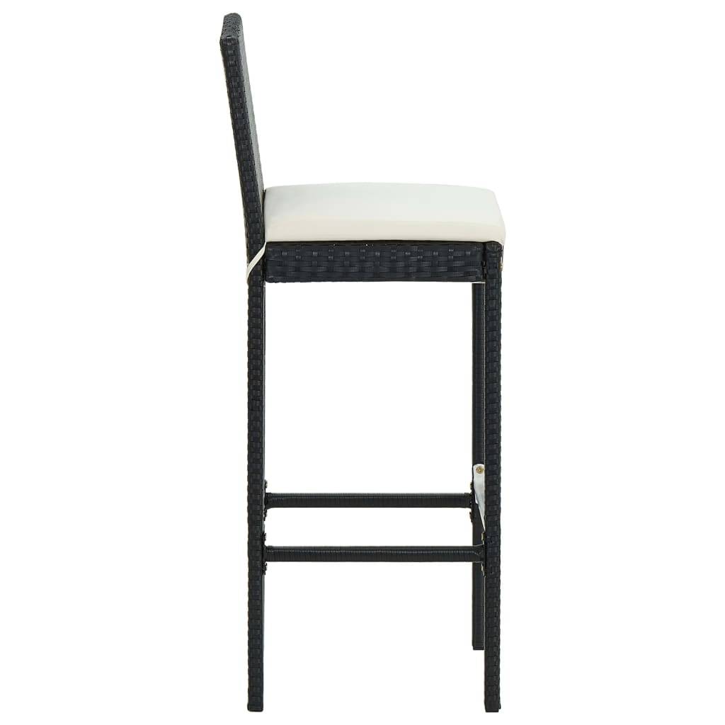 Helloshop26 - Ensemble de bar de jardin 3 pièces et coussins résine tressée noir - Image 7