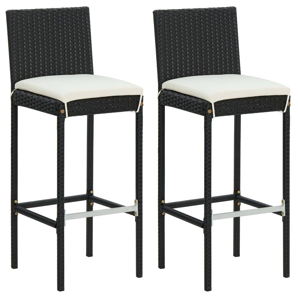 Helloshop26 - Ensemble de bar de jardin 3 pièces et coussins résine tressée noir - Image 5