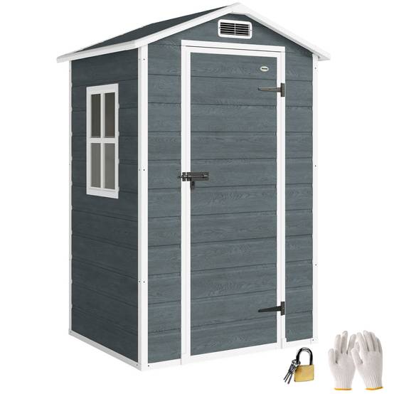 Abri de jardin polypropylène gris 128 x 104 x 196 cm - PANGIVO - Image 1