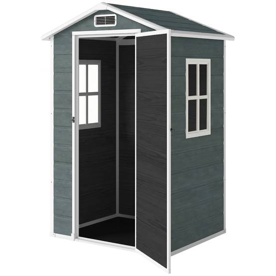 Abri de jardin polypropylène gris 128 x 104 x 196 cm - PANGIVO - Image 2