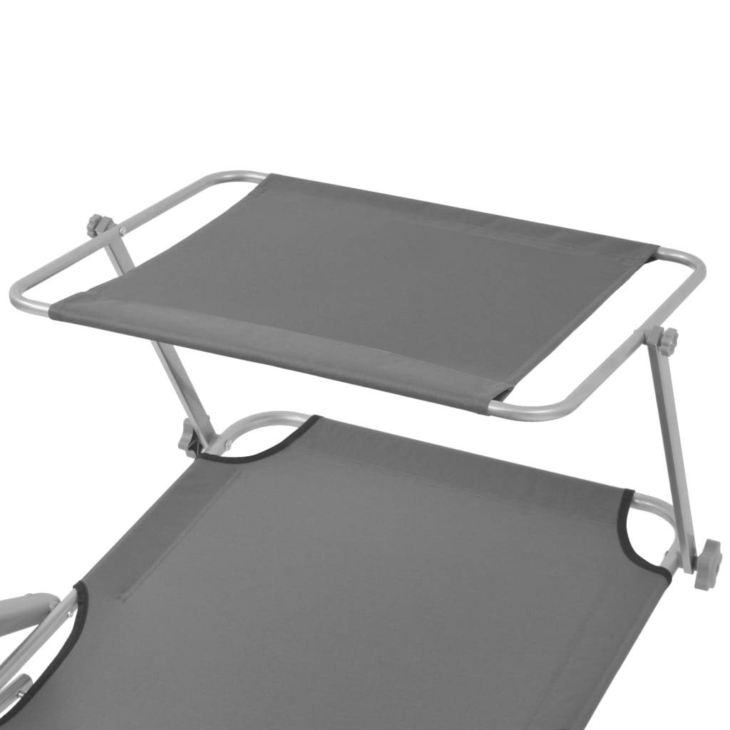 Helloshop26 - Transat chaise longue bain de soleil lit de jardin terrasse meuble d'extérieur avec auvent acier gris - Image 4