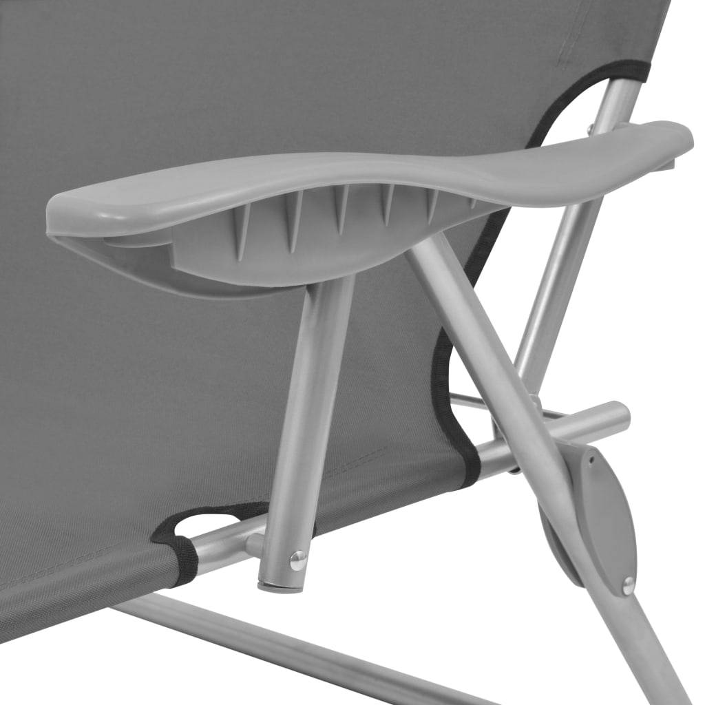 Helloshop26 - Transat chaise longue bain de soleil lit de jardin terrasse meuble d'extérieur avec auvent acier gris - Image 5
