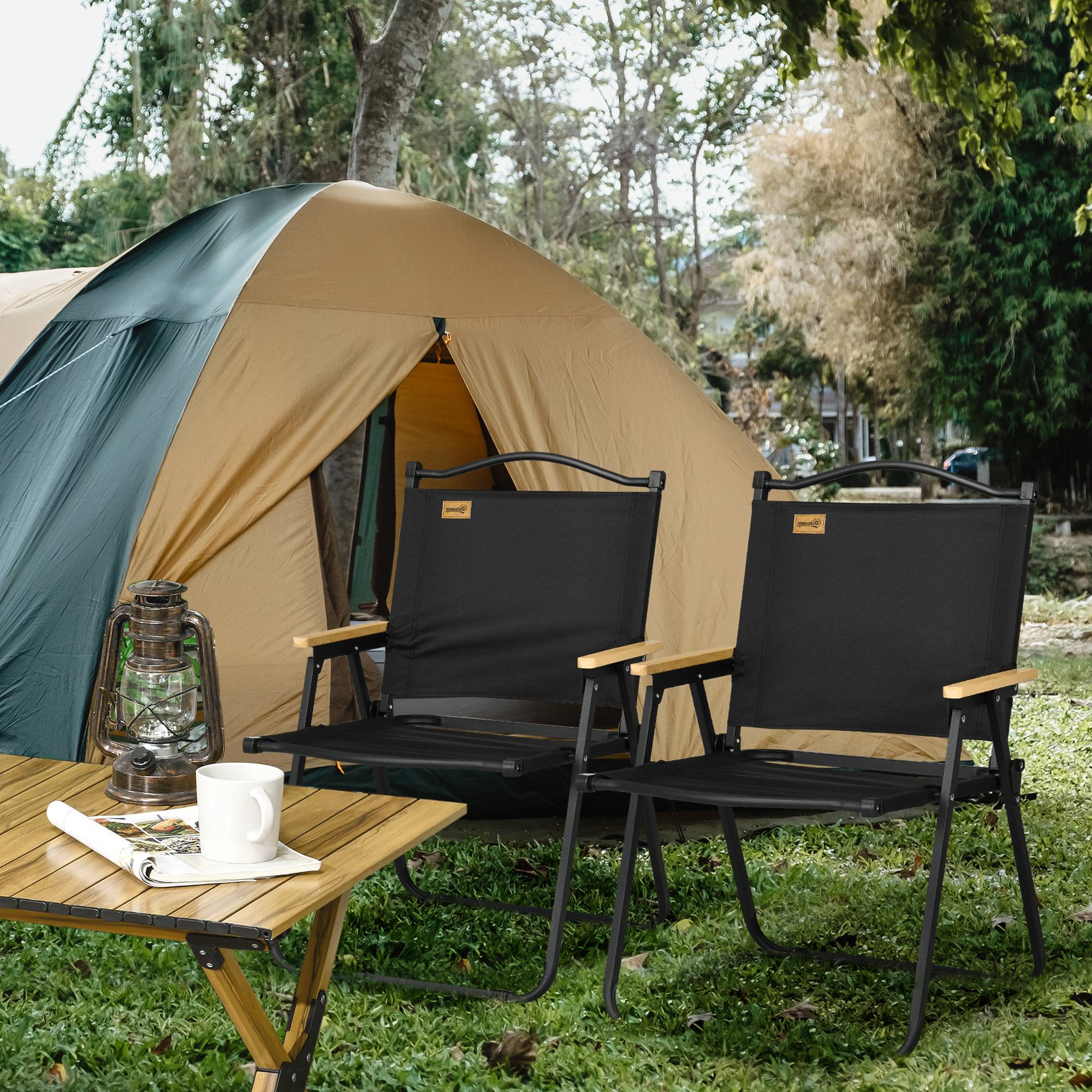 Lot de 2 chaises de camping acier noir 54 x 59 x 78 cm - PANGIVO - Image 4