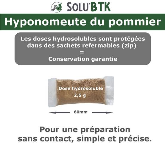 SoluBTK - Hyponomeute du Pommier - 30 g Bacillus thuringiensis BTK - Anti-chenilles Utilisable en Agriculture Biologique - Traitement chenilles - Image 4