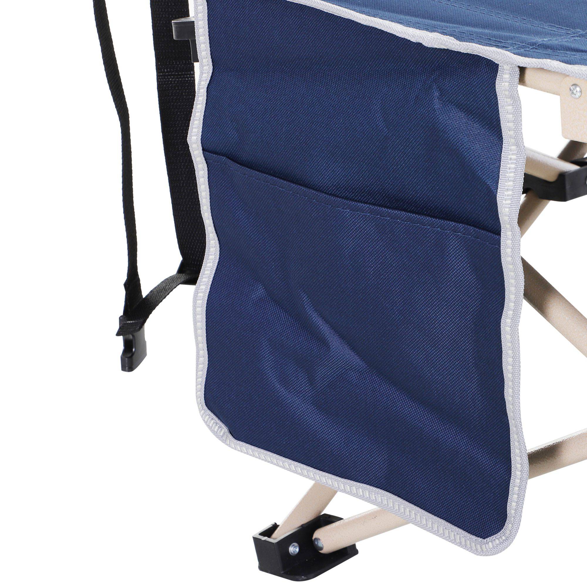 Lit de camp pliant, avec sac de rangement, en acier et tissu Oxford, bleu - Image 7