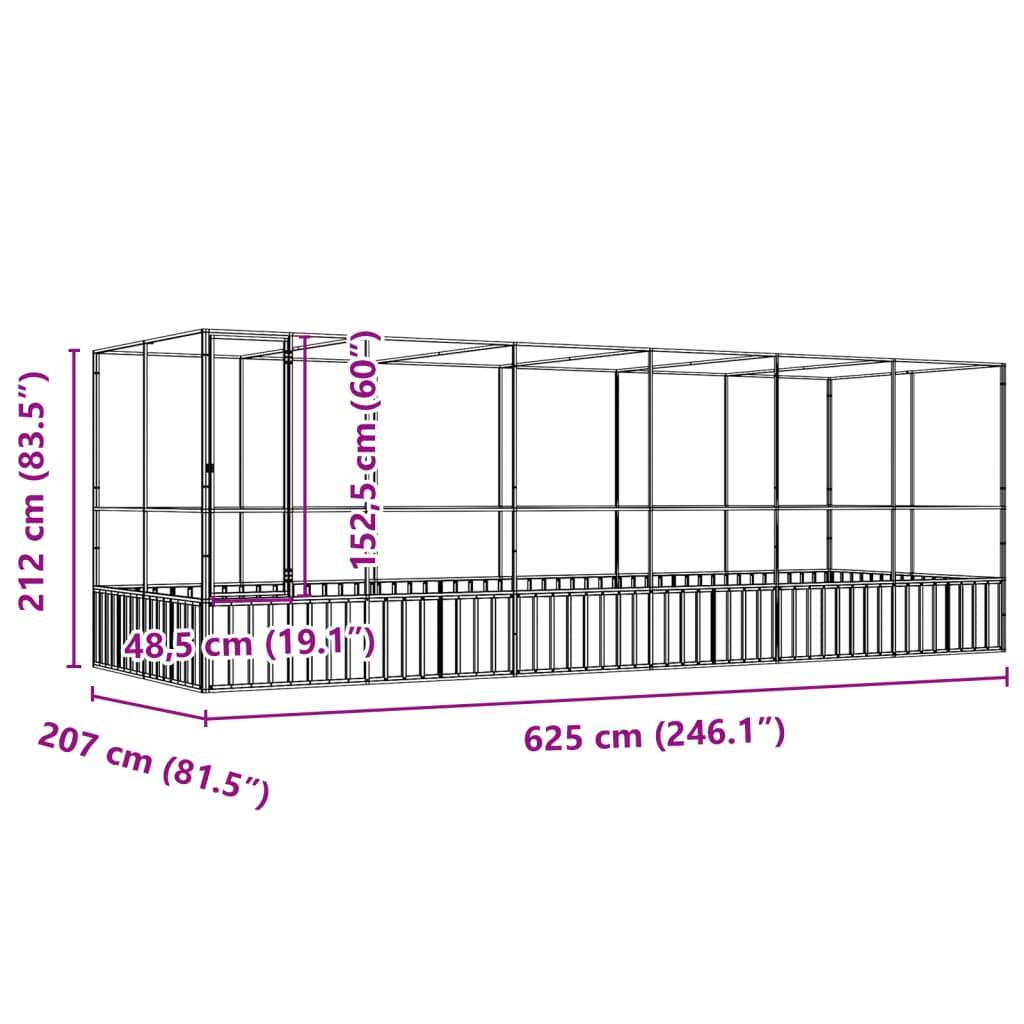 Grande Cage Oiseaux Acier Galvanisé Jardin 625x207cm Argenté - ComfortXL Outdoor Living - Image 8