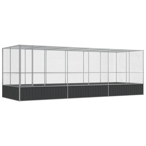 Grande Cage Oiseaux Acier Galvanisé Jardin 625x207cm Argenté - ComfortXL Outdoor Living - Image 2