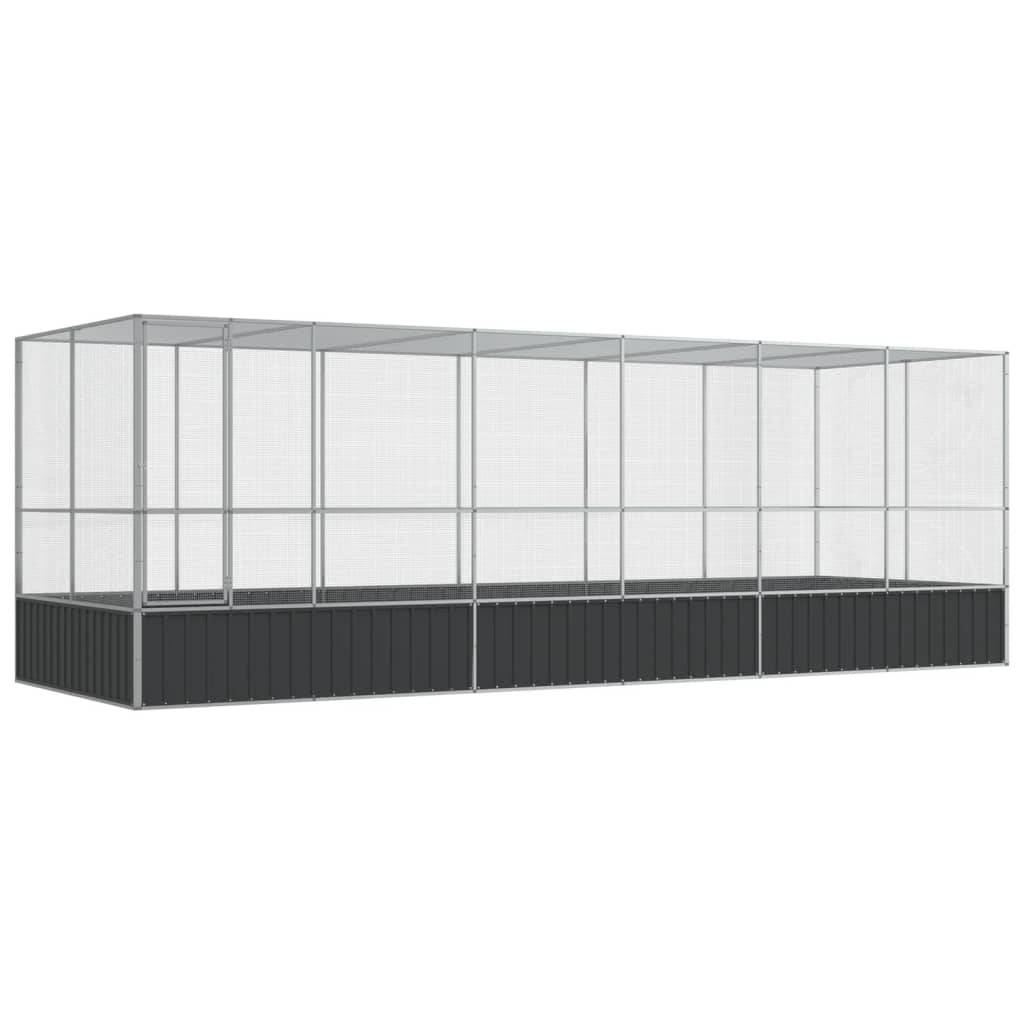 Grande Cage Oiseaux Acier Galvanisé Jardin 625x207cm Argenté - ComfortXL Outdoor Living - Image 2