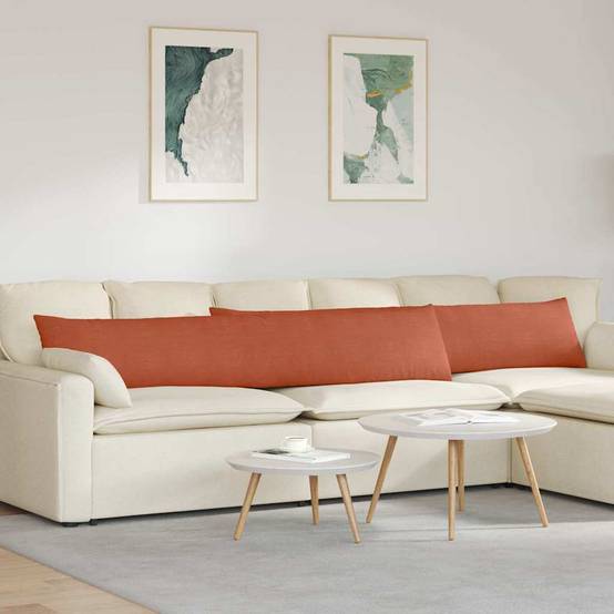 Coussins de Salon (x2) en Velours Côtelé Doux Déhoussables pour Décoration Canapé Rouge Orange 200x40 cm – ComfortXL Outdoor Living - Image 1