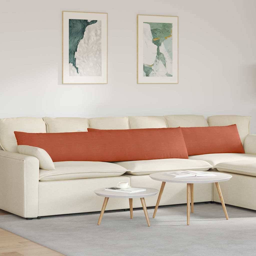 Coussins de Salon (x2) en Velours Côtelé Doux Déhoussables pour Décoration Canapé Rouge Orange 200x40 cm – ComfortXL Outdoor Living - Image 1