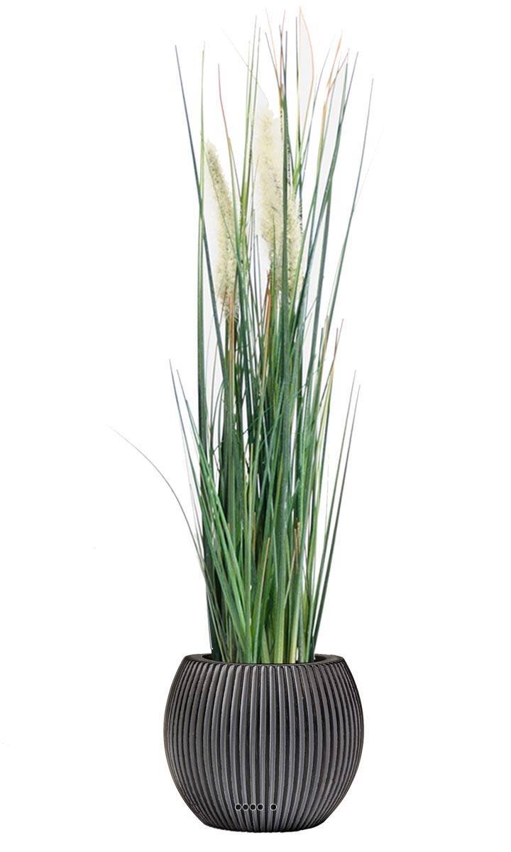 Artificielles - Graminée herbe de roseau artificielle avec 3 chatons en pot H 50 cm - Image 2