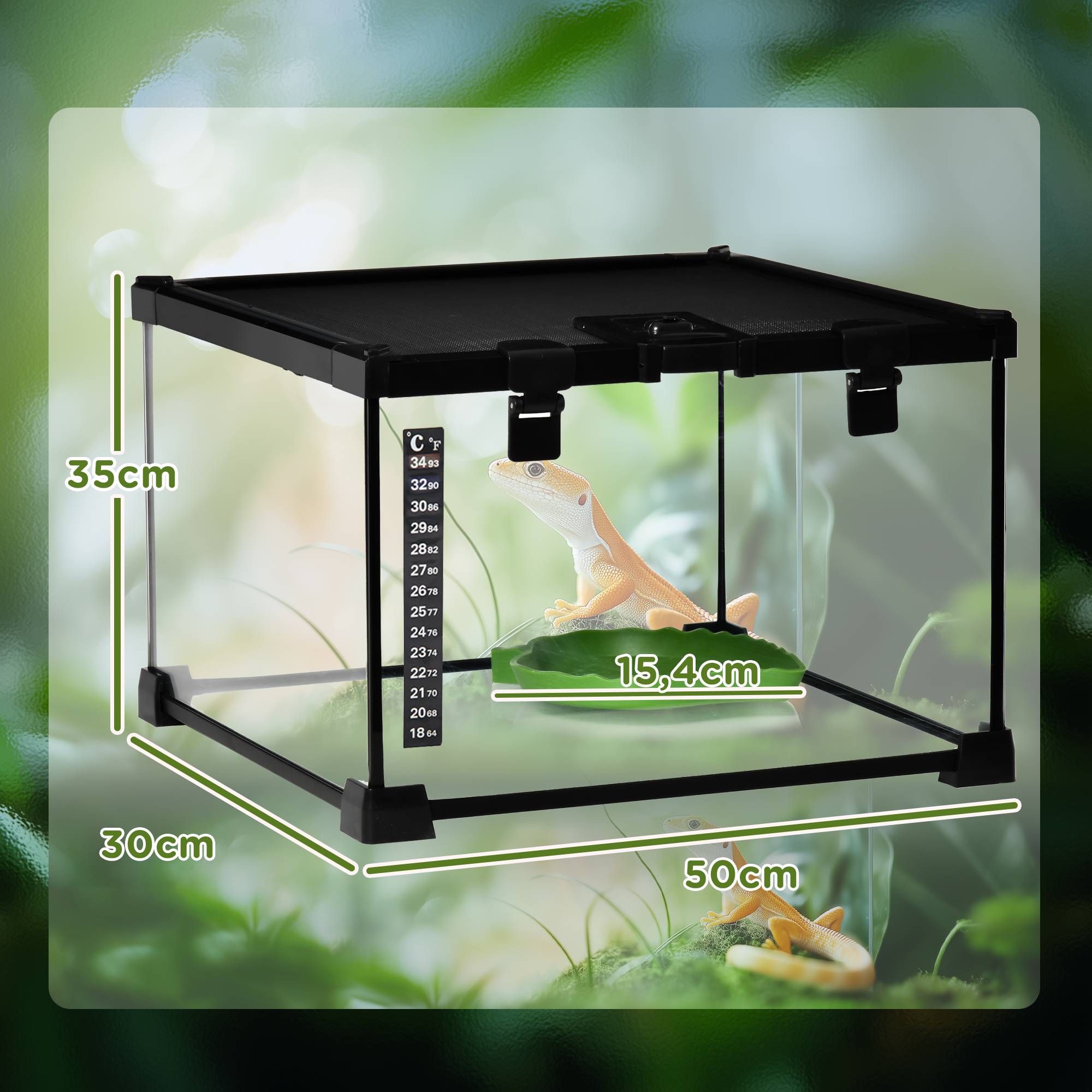 Boîtier reptile 50×30×35cm noir, panneau arrière, fermeture rotative sécurisée, ventilation frontale - Image 5