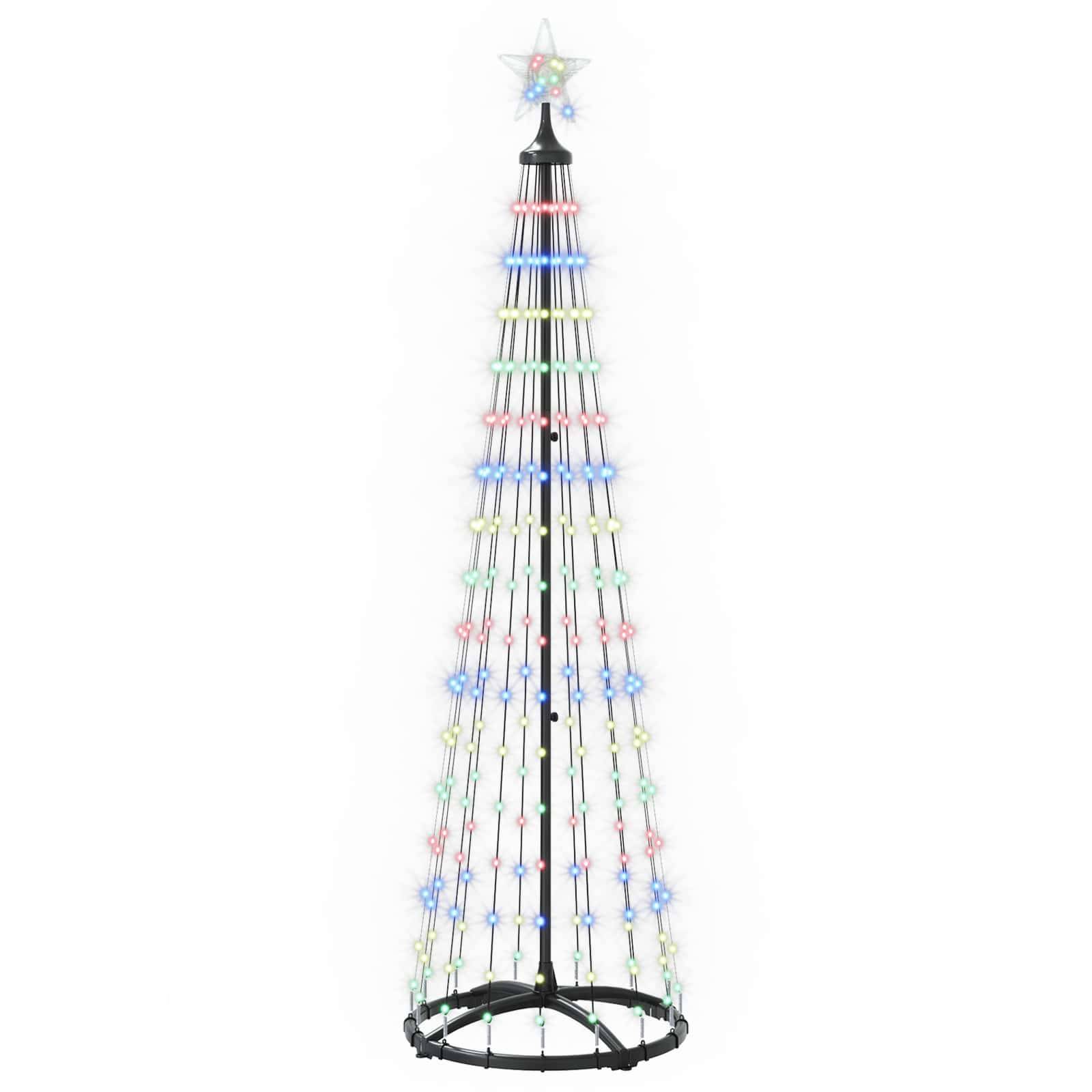 Vidaxl - Sapin cône lumineux LED 180 cm 250 LED Multicolore Acier Blanc vidaXL 42050810 - Image 2