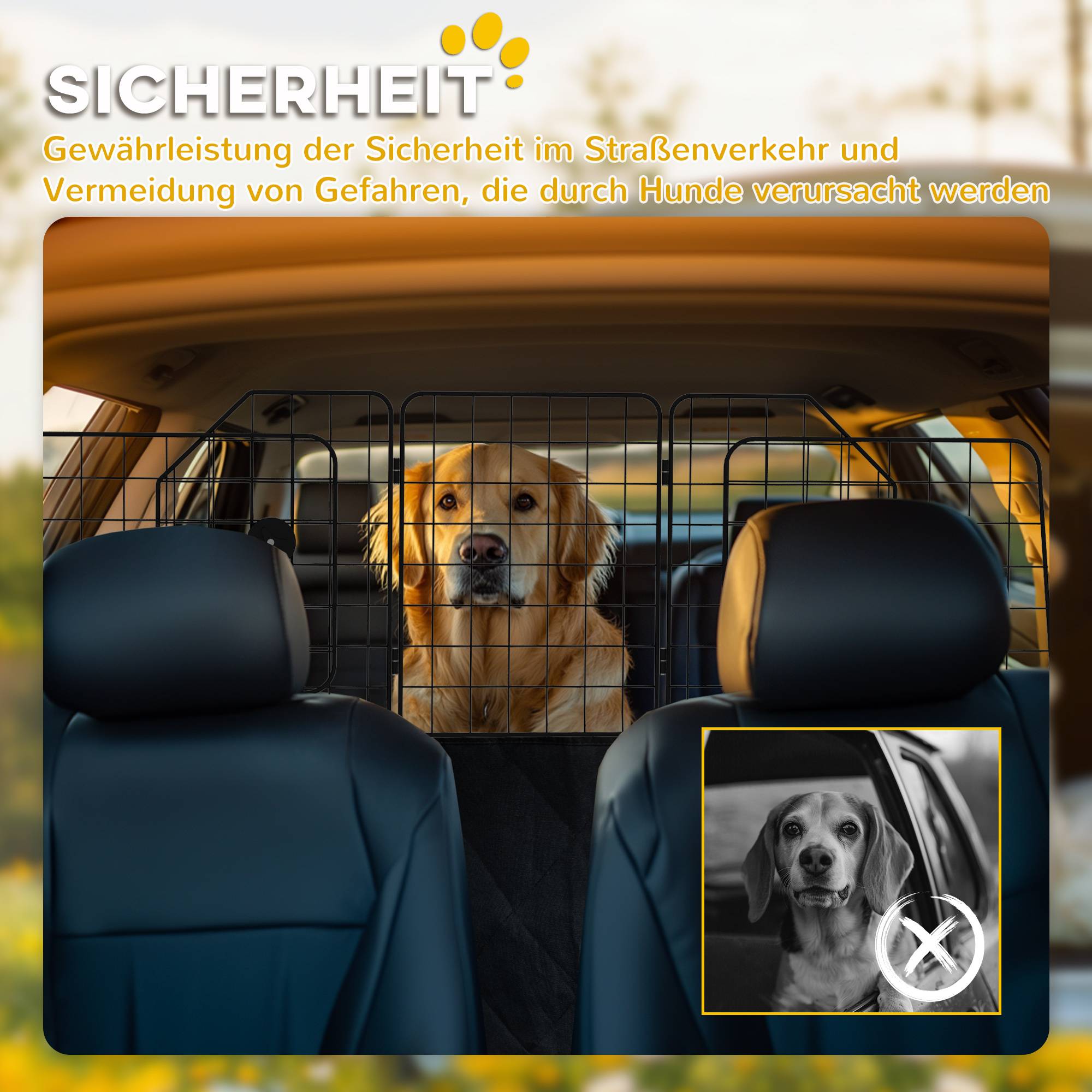 Grille auto chien réglable 93-150 cm pliable montage simple acier noir - Image 8