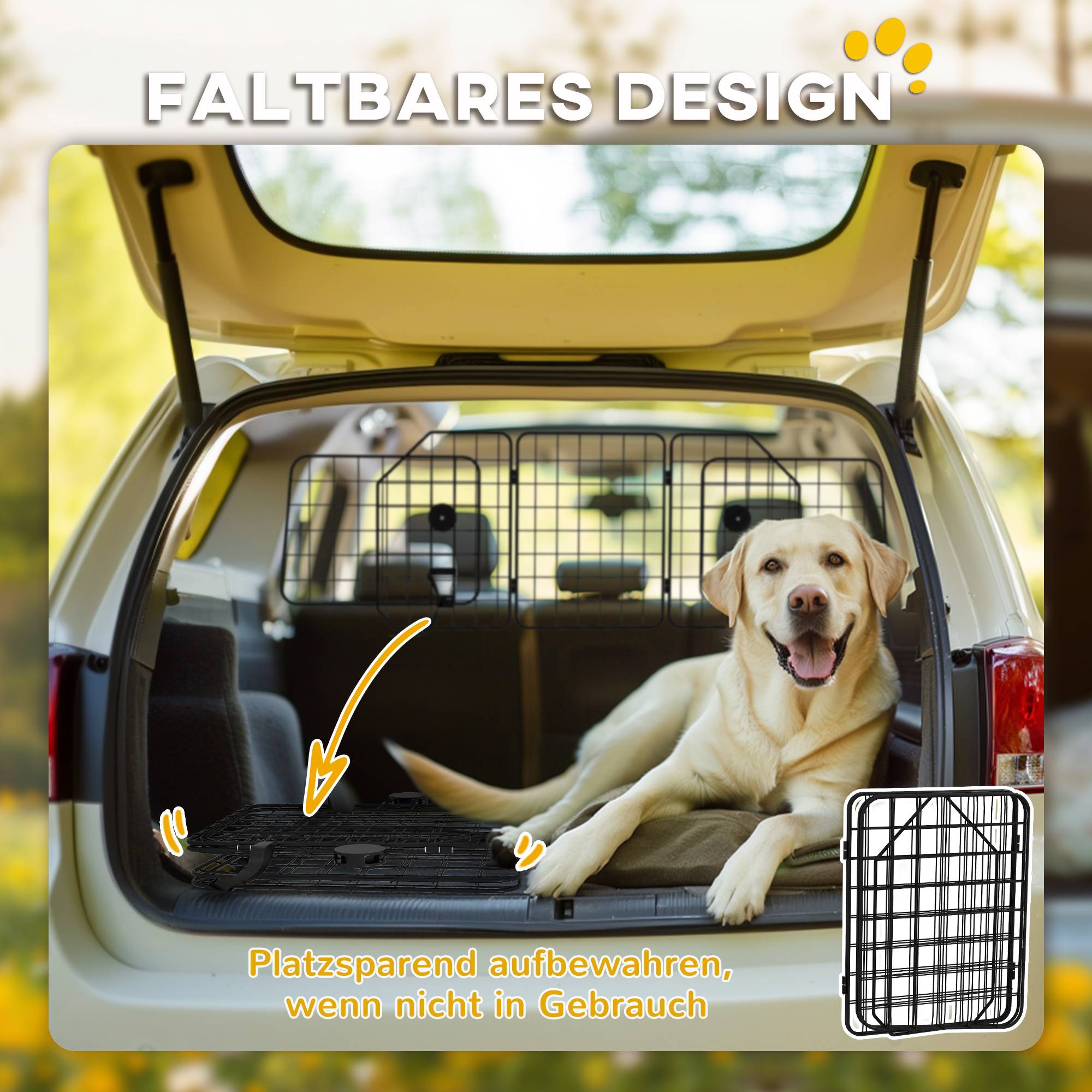 Grille auto chien réglable 93-150 cm pliable montage simple acier noir - Image 9