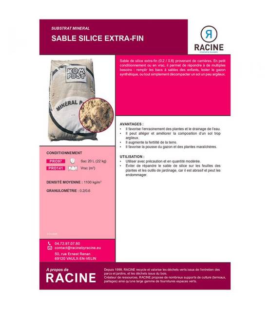 Sable siliceux pour filtration naturelle 20L/22kg RACINE PRO97 - Image 2