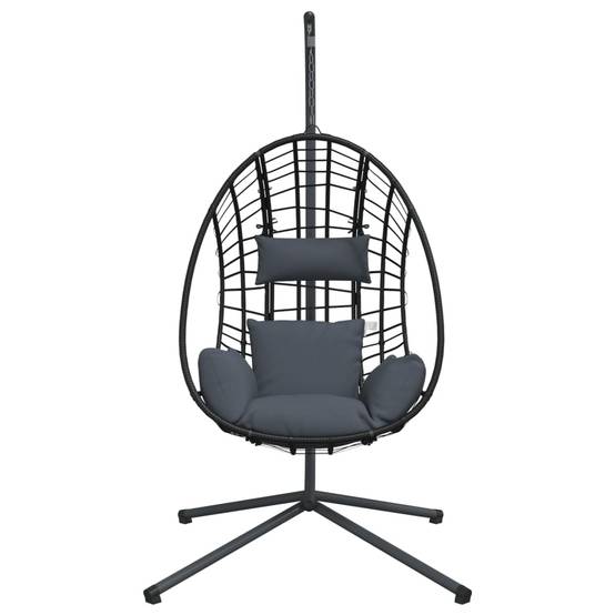 Chaise balançoire - Chaise suspendue œuf support anthracite rotin et acier HL172 - Image 4