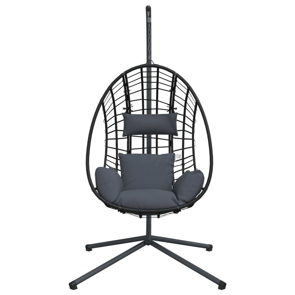 Chaise balançoire - Chaise suspendue œuf support anthracite rotin et acier HL172 - Image 4