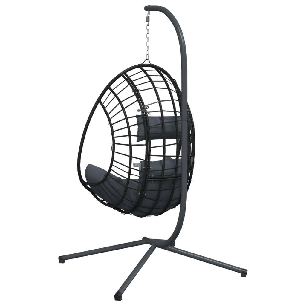 Chaise balançoire - Chaise suspendue œuf support anthracite rotin et acier HL172 - Image 6
