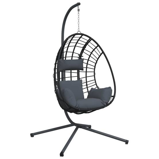 Chaise balançoire - Chaise suspendue œuf support anthracite rotin et acier HL172 - Image 1
