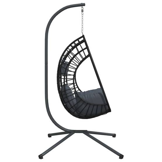 Chaise balançoire - Chaise suspendue œuf support anthracite rotin et acier HL172 - Image 5