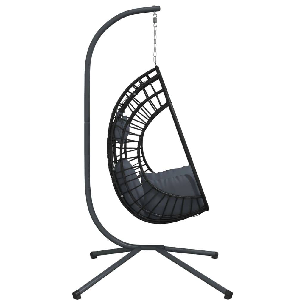 Chaise balançoire - Chaise suspendue œuf support anthracite rotin et acier HL172 - Image 5
